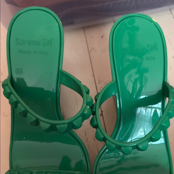 NEW Carmen Sol Kelly Green Tonino Jelly Wedge Sandals - Picture 4 of 7